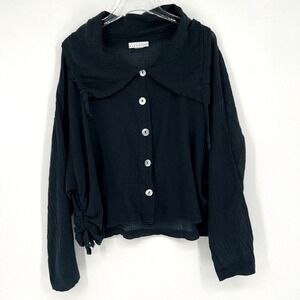 Bryn Walker Jacket Womens M Black Cotton‎ Lagenlook Lightweight Relaxed Classic